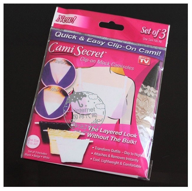 Bộ 3 miếng yếm che áo ngực Cami Secret tiện dụng, 3 màu 3 phong cách, áo lót định hình, áo ngực đa năng 3