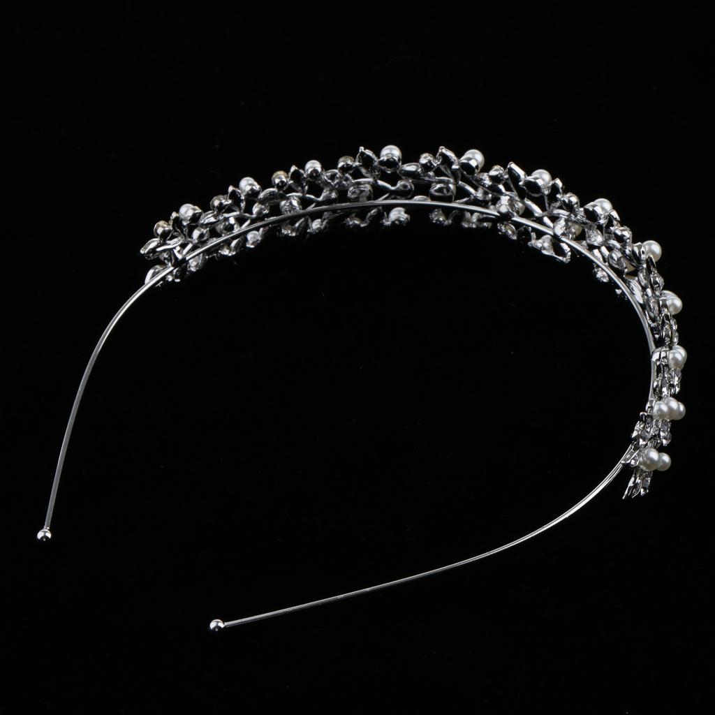 Wedding Women's Crystal Bridal Flower Leaves Crown Headband Tiara Headpiece