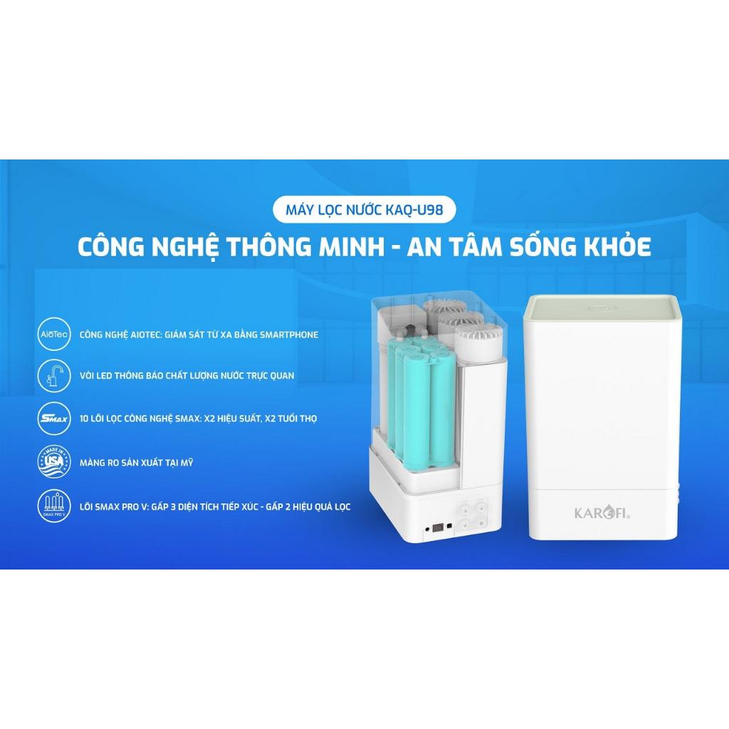 [TẶNG BỘ LÕI] Máy lọc nước để gầm 10 lõi KAROFI KAQ-U98 - Lõi Smax, Đèn Led theo dõi - Miễn phí giao lắp toàn quốc - Hàng Chính Hãng