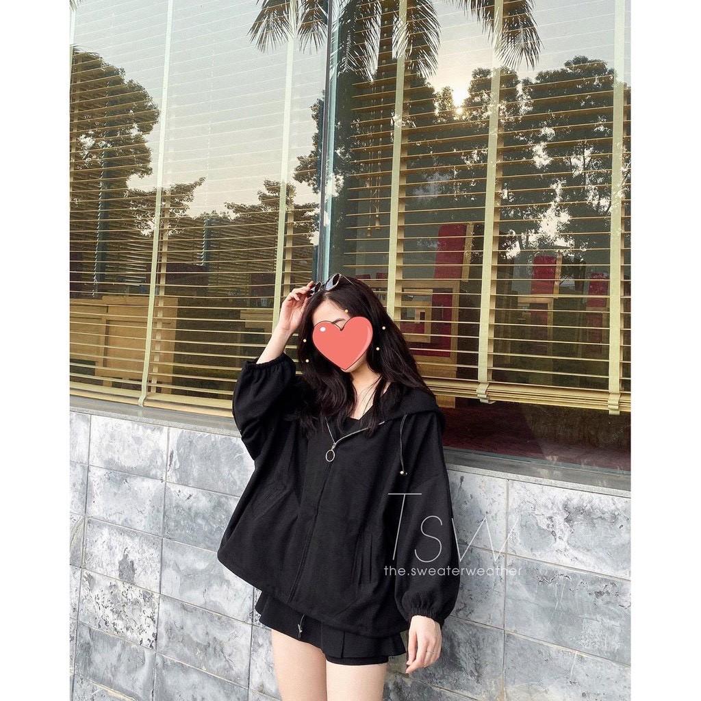 Áo Khoác Kaki nỉ Khóa Bo tay-Áo khoác Jacket hoodie trendy Ulzzang