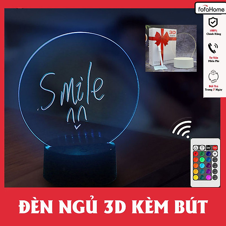 Đèn Ngủ 3d Ghi Note 16 Màu Có Điều Khiển Cắm Điện Trực Tiếp Công Tắc 3 Màu Giao Hình Ngẫu Nhiên