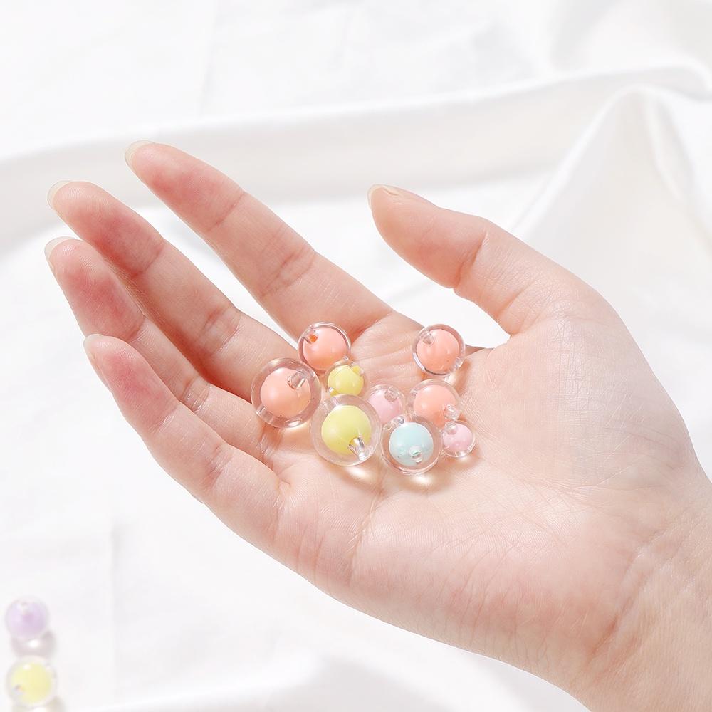 Set 50 Hạt Xỏ Lỗ 8-15mm Trong Suốt Nhiều Màu Sắc Làm Trang Sức Thủ Công