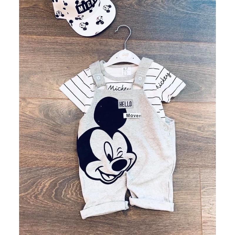 SET YẾM XÁM MICKEY MIX ÁO KẺ CHO BÉ