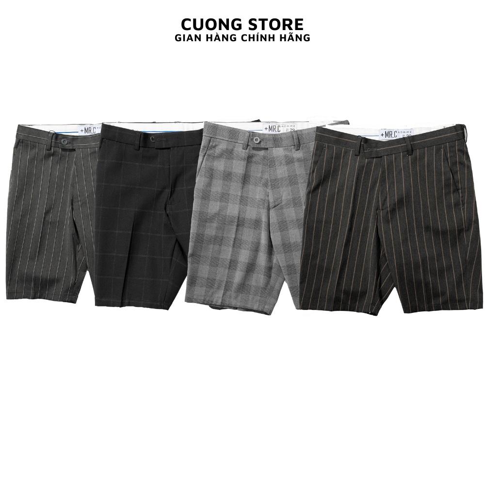 Quần short tây nam cao cấp kẻ sọc MRC dáng ôm vừa vặn co giãn nhẹ thoải mái CUONG STORE