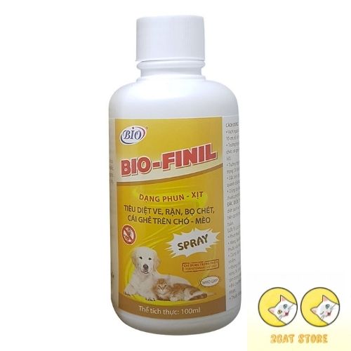 Thuốc Phun Xịt Ve, Ghẻ, Bọ Chét Chó Mèo Bio Finil (100ml)