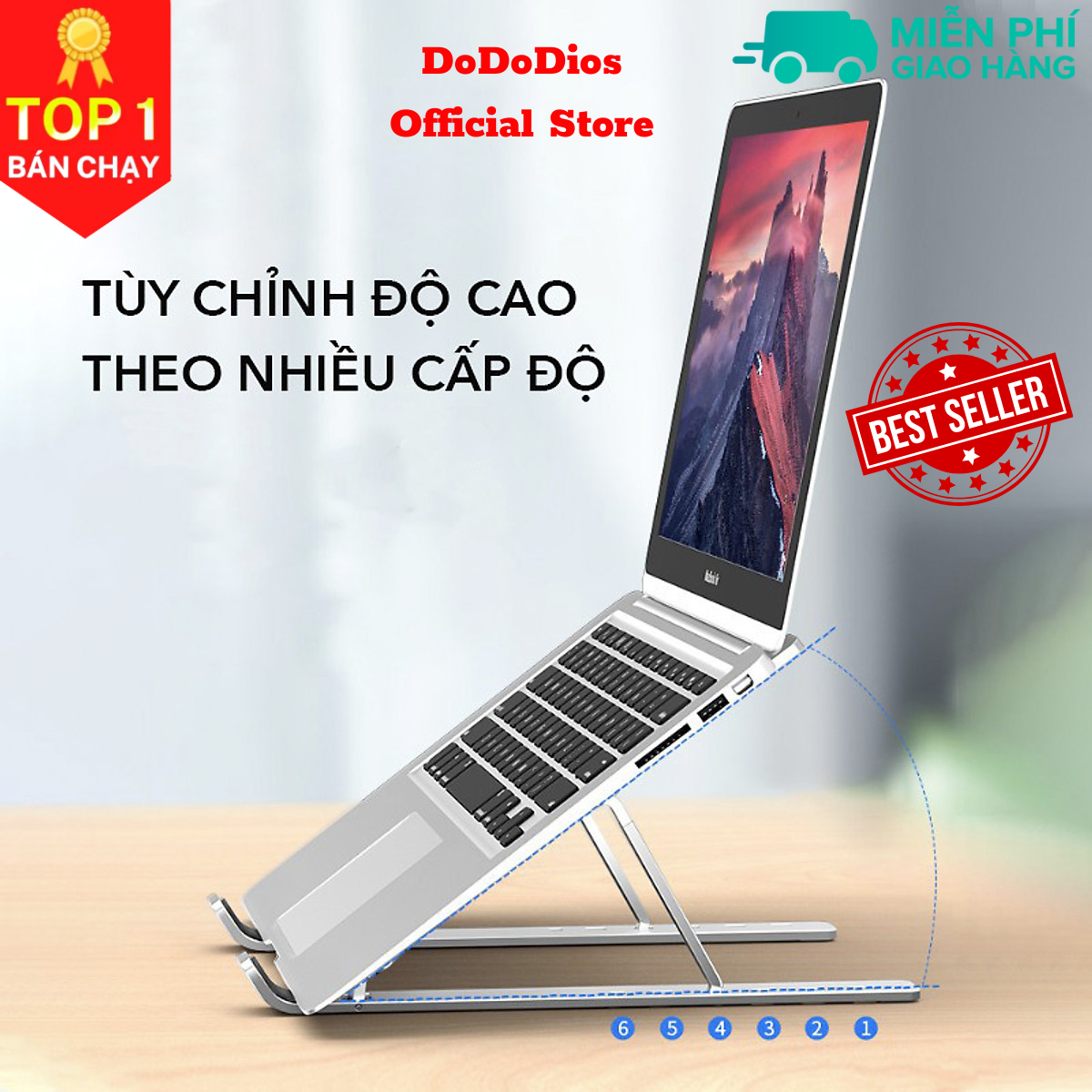 Giá đỡ laptop dododios chất liệu hợp kim nhôm bền bỉ có thể gập lại tiện dụng, Giá đỡ LAPTOP, dành cho MACBOOK, dành cho IPAD bằng nhôm có thể điều chỉnh được độ cao, đế tản nhiệt kê laptop nhôm - Model 2X - Hàng Chính Hãng dododios