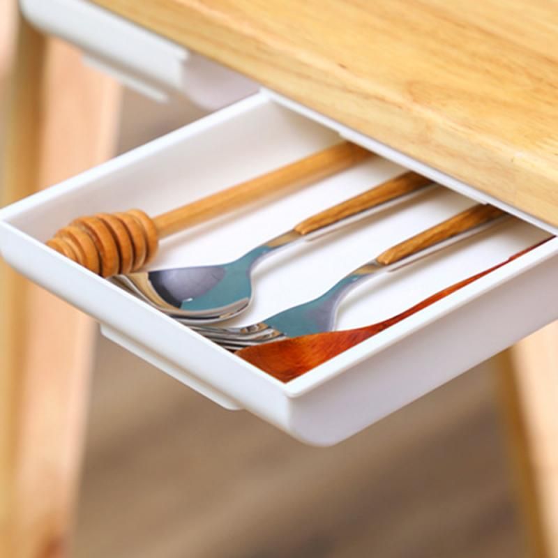 Ngăn Kéo Nhựa Nhỏ Mini, Khay Đựng Bút Gắn Treo Dưới Bàn Làm Việc Giúp Cất Giữ Gọn Gàng Bàn Làm Việc