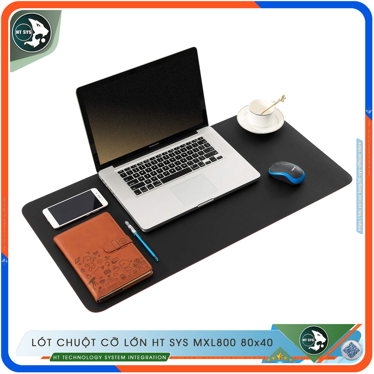 Lót Chuột Cỡ Lớn HT SYS 80x40 Và 90x45 - Miếng Lót Chuột Thiết Kế 2 Mặt, Chất Liệu PU Cao Cấp - Chống Trơn Trượt, Nước, Nhăn, Bám Bụi - Hàng Chính Hãng