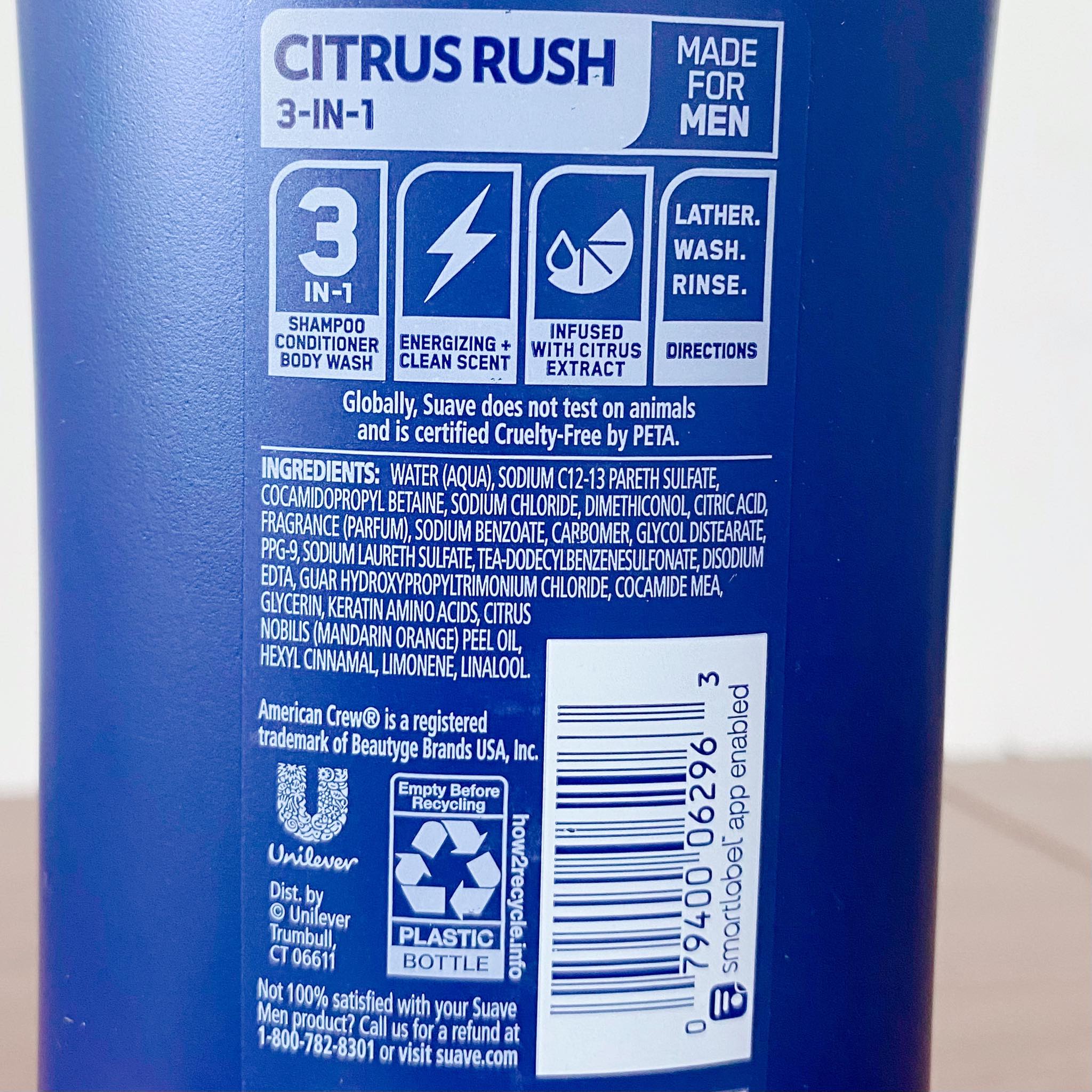 Dầu Gội Tắm xả 3 Trong 1 Cho Nam Suave Professionals Men 3-in-1 Citrus Rush 828ml Hàng Nhập Mỹ