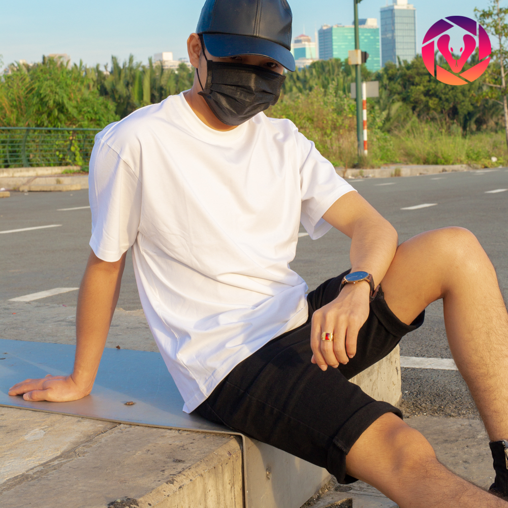 Quần short jean co giãn cho nam, màu trắng và đen, phong cách Hàn Quốc trẻ trung, năng động