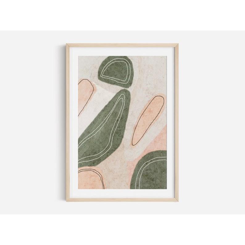 Tranh treo tường | Tranh nghệ thuật trừu tượng - Green And Pink Abstract Art, Modern Abstract Art, Living Room Wall Art