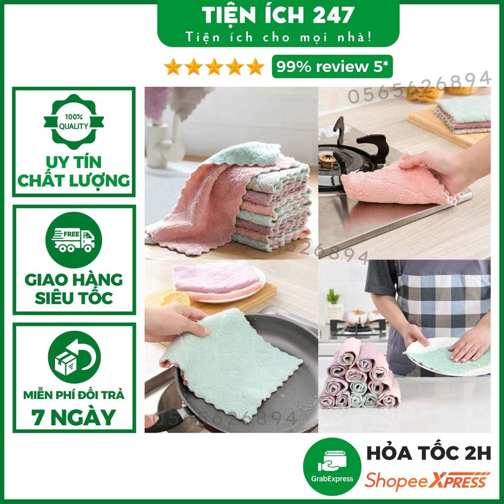 Khăn lau bếp đa năng Tienich247 - sợi bông mềm mịn, không phai màu, không xù lông, thấm hút cực tốt