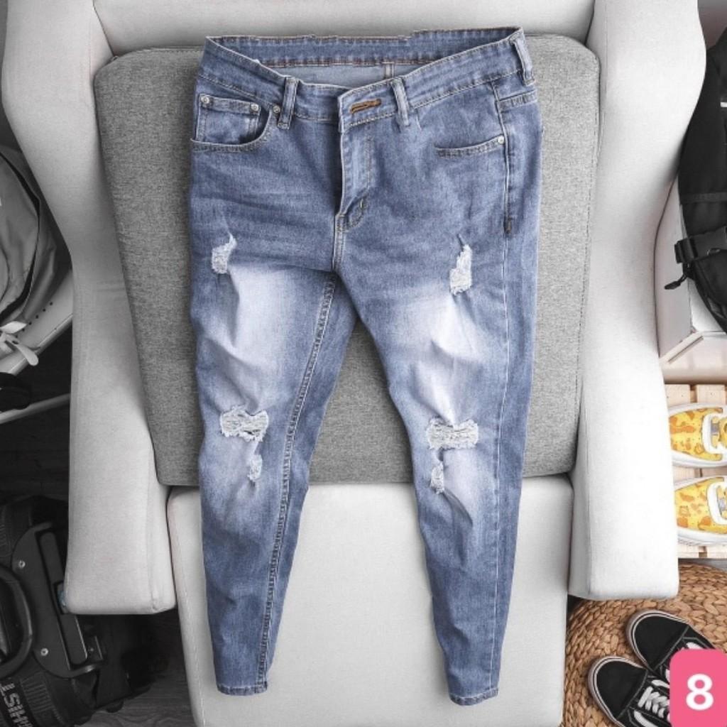 Quần jean nam màu xanh trơn không rách gối chất bò cao cấp co dãn 4 chiều cực đẹp, quần rin nam 1077HD Nhiều Mẫu Mới