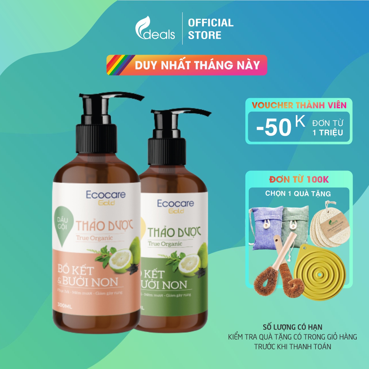Dầu Gội Xả Thảo Dược ECOCARE Chăm Sóc Tóc Chuyên Sâu - Chuyên biệt cho tóc hư tổn và gãy rụng - Mẫu mới 2023 - Dầu xả thảo dược