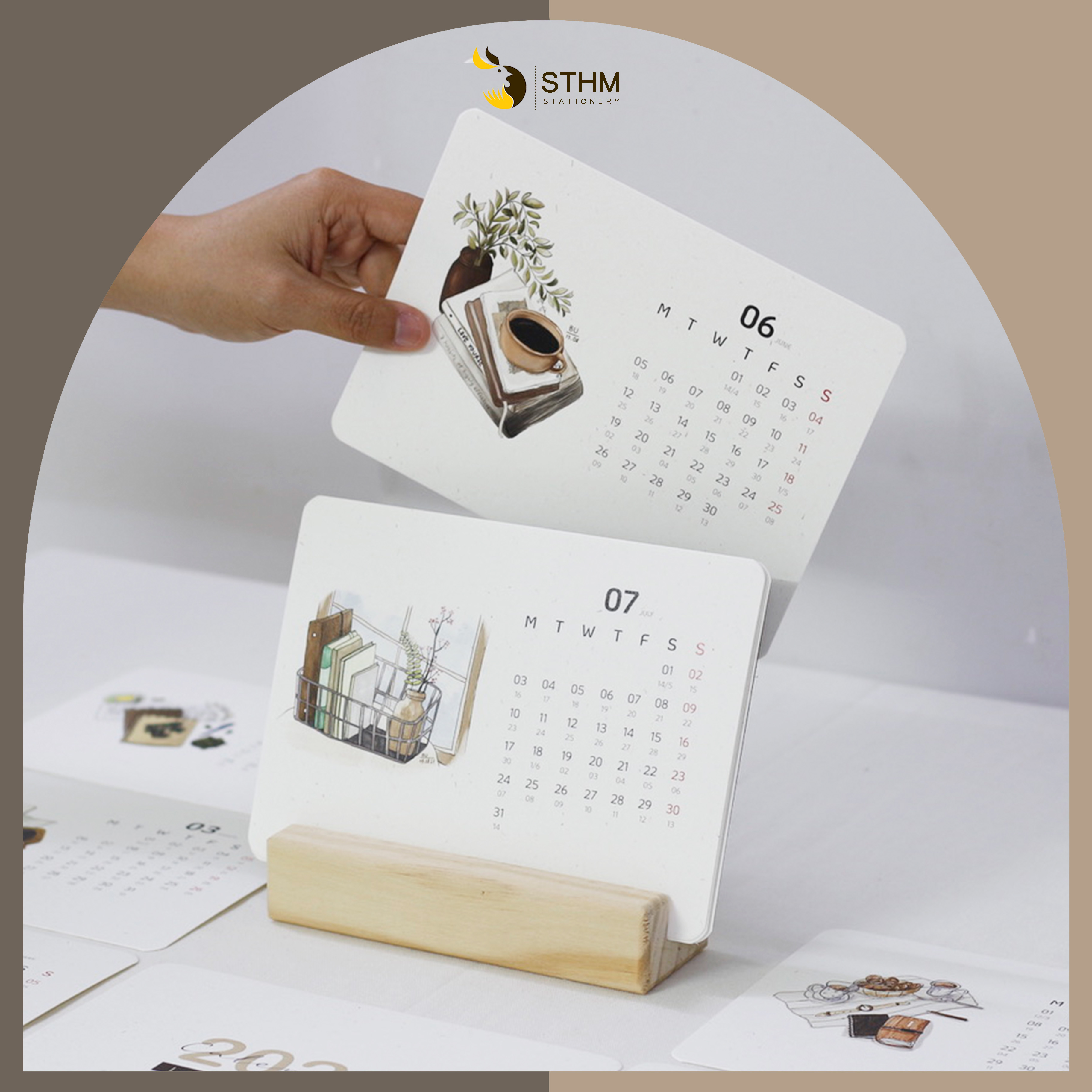 [STHM stationery] - Lịch bàn đế gỗ 2023 - Lifestyle - Tặng 12 sticker - Giấy mỹ thuật 220gsm - Có lịch âm dương