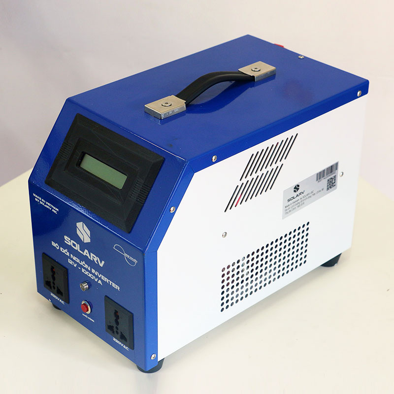 Bộ Đổi Nguồn / Kích Điện Sine 1000VA có sạc lưới, màu xanh dương SolarV