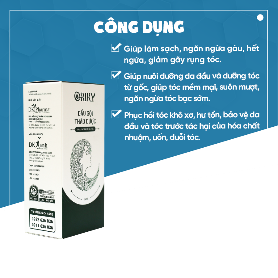 Dầu gội thảo dược ngăn ngừa rụng tóc Oriky - DK Pharma