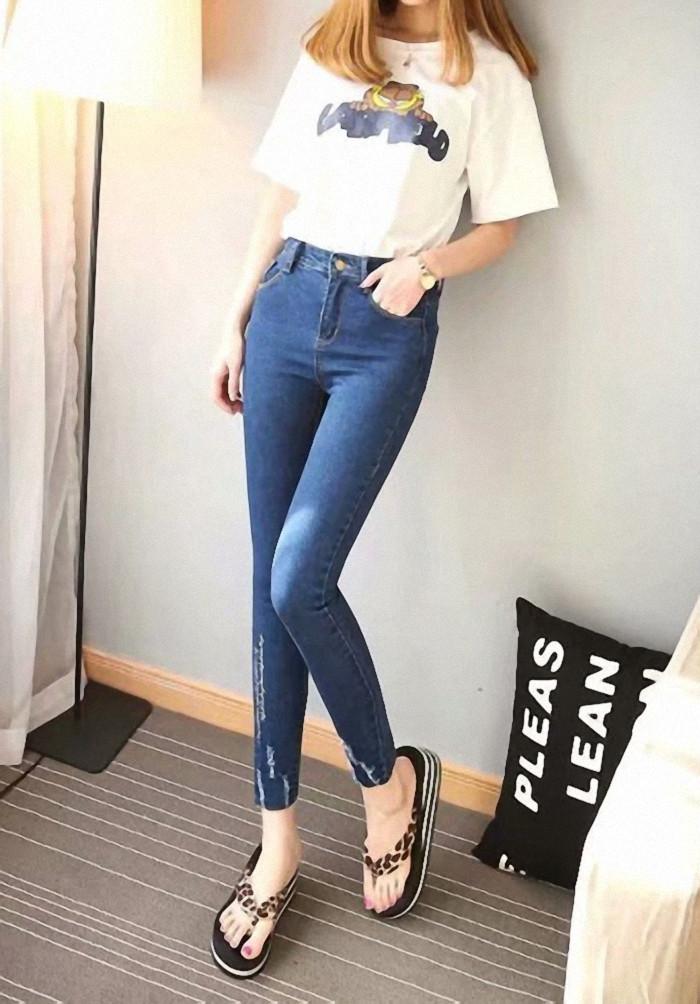 Quần JEAN giấy nữ cá tính dễ thương B0123 - đen - 30
