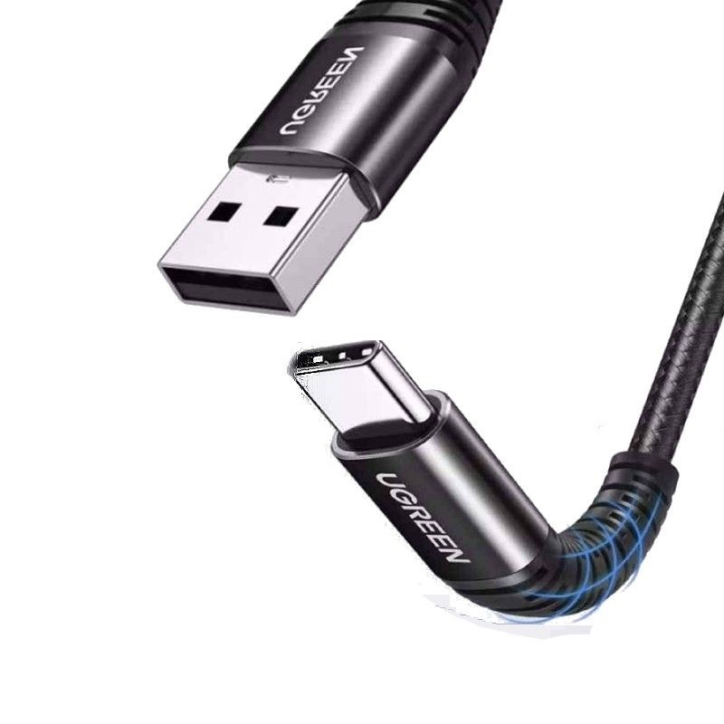 Cáp dữ liệu USB Type-C sang USB 2.0 màu đen truyền dữ liệu từ máy tính ra điện thoại dài 0.5M Ugreen 70560 US301 Hàng Chính Hãng