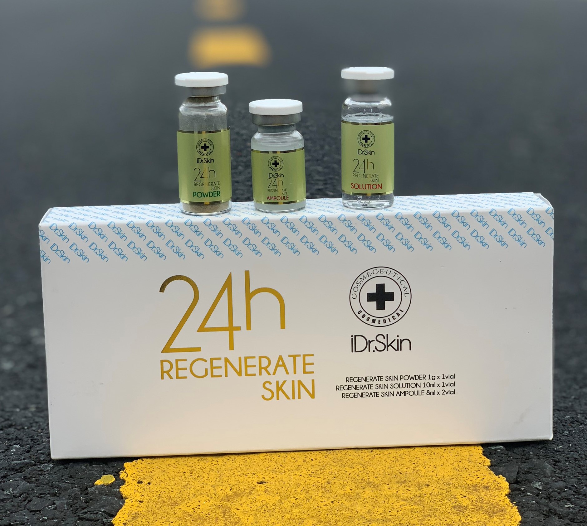 CÔNG NGHỆ TÁI TẠO LÀN DA MỤN 24H REGENNERATE SKIN - COMBO VI TẢO TÁI TẠO LÀN DA MỤN 24H - Thương Hiệu iDr.Skin  (Gồm: 01 lọ Regenerate Skin Powder 1g + 01 lọ Regenerate Skin Solution 10ml + 02 lọ Regenerate Skin Ampoule  8ml). Xuất Xứ Hàn Quốc. Hàng Chính Hãng