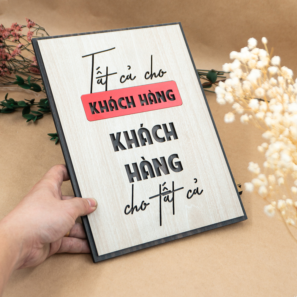 Tranh tạo động lực SAN-TR02 treo văn phòng câu slogan “Tất cả cho khách hàng, khách hàng cho tất cả