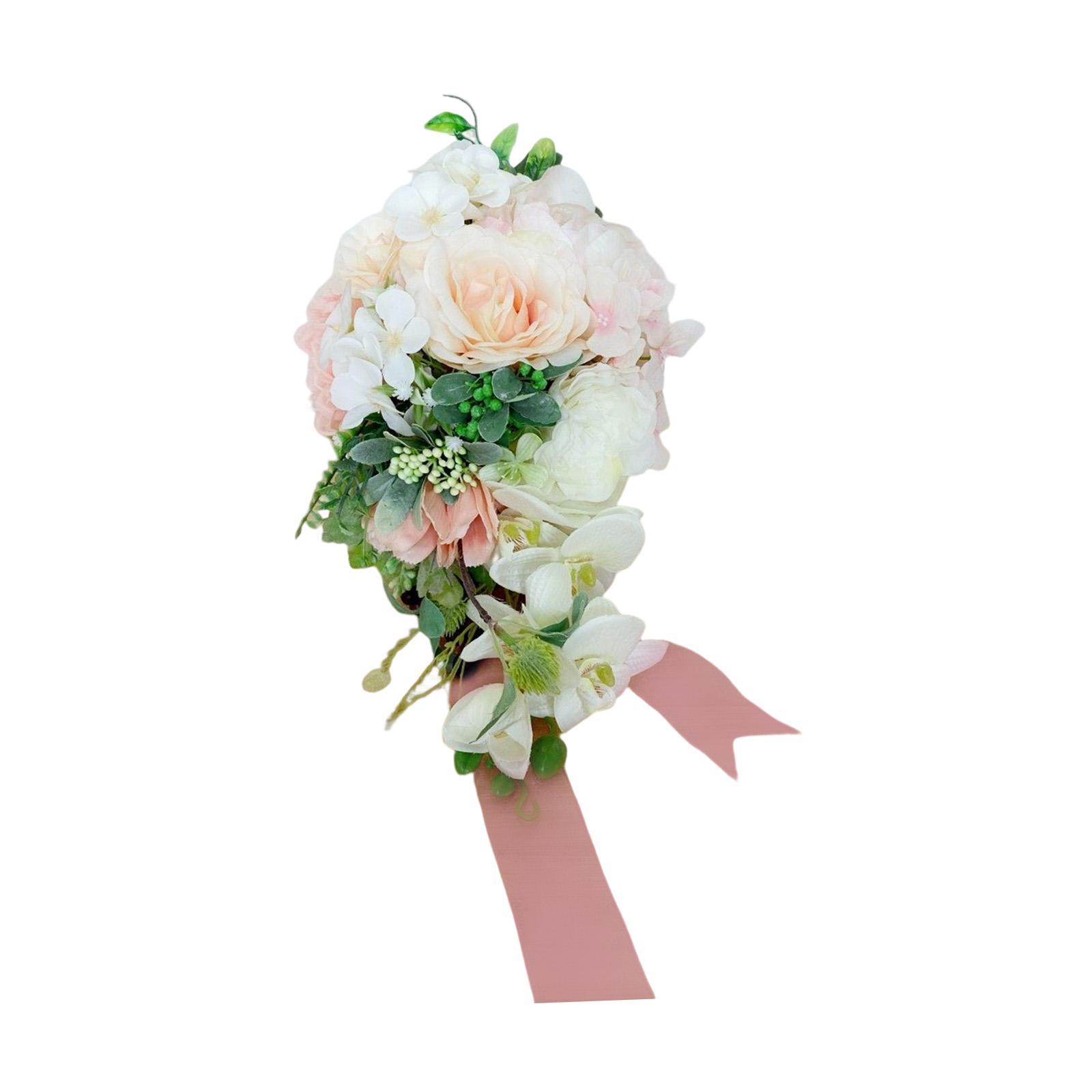 Romantic Wedding Bouquets for Bride Artificial Roses Bunch Floral Holding