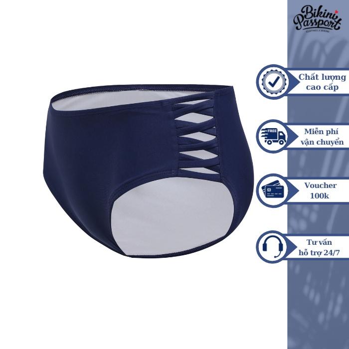 Quần bơi Nữ BIKINI PASSPORT kiểu thấp đan dây- màu Xanh Navy - BS134_NV