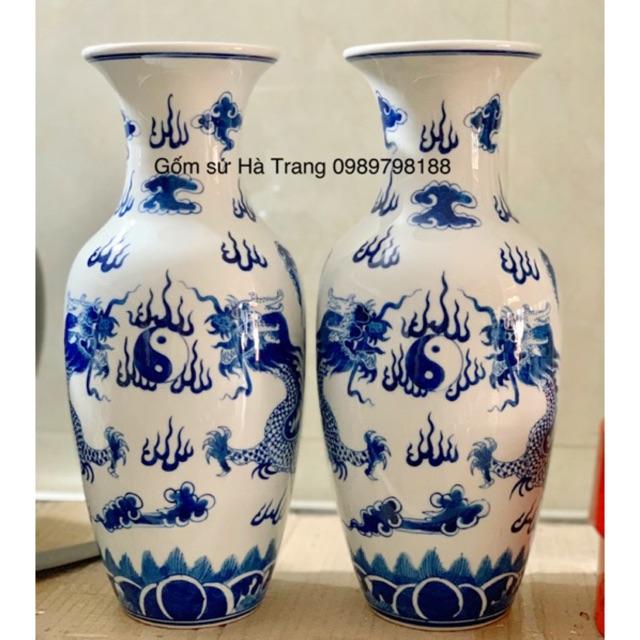Đôi lọ lộc bình vẽ rồng Gốm sứ Bát Tràng cao cấp