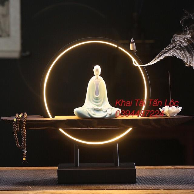 Bộ đế gỗ đèn led thác khói để đặt tượng 6 món