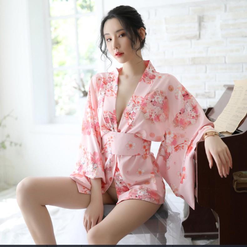 Đồ ngủ Kimono hồng hoa anh đào Nhật Bản