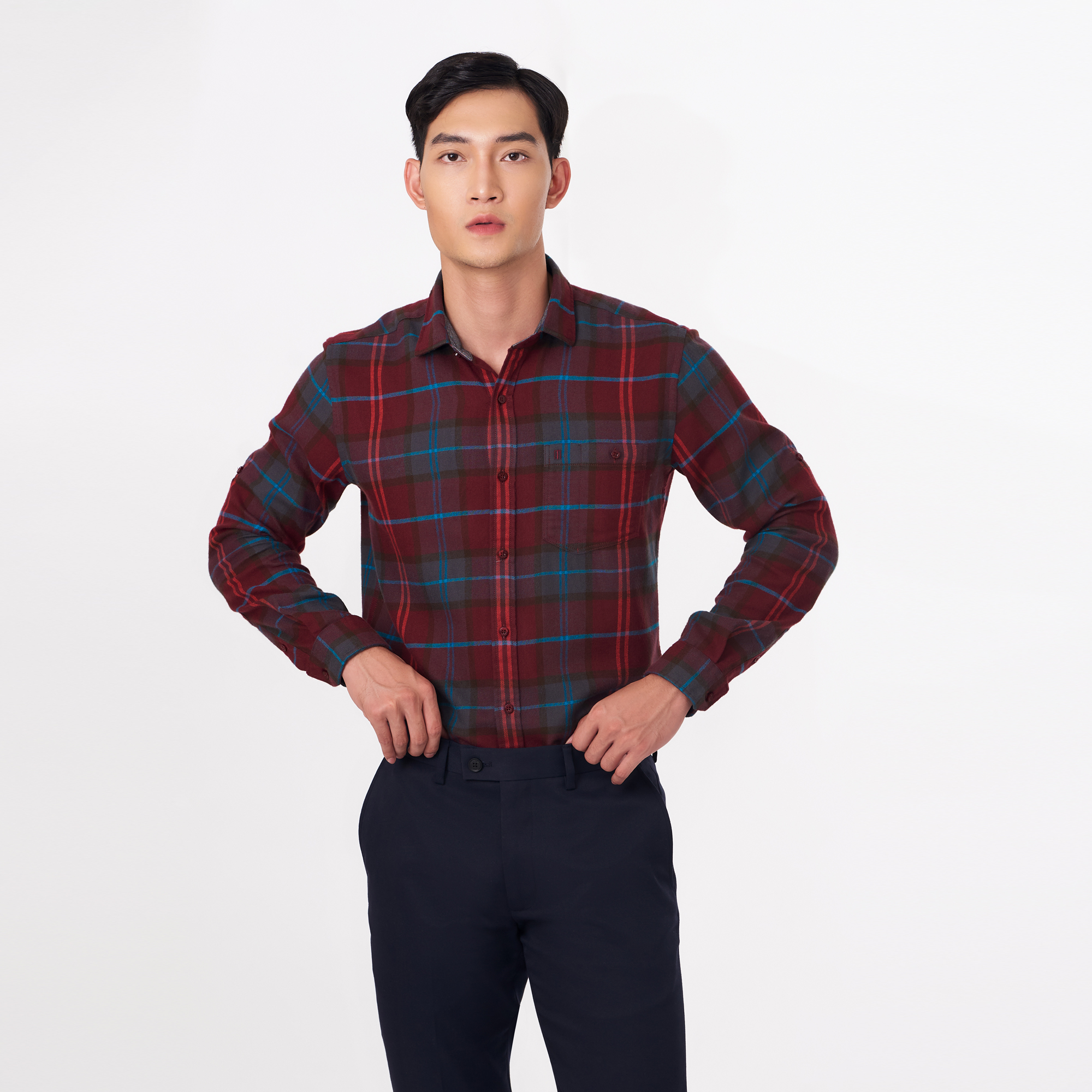 Áo sơ mi dạ dài tay nam May 10 dáng Regularfit mã 010122406 31
