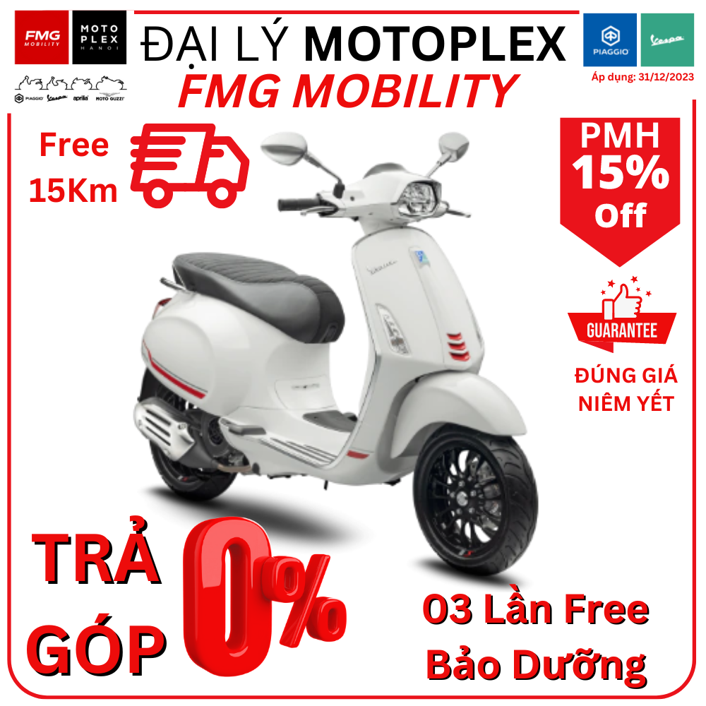 Vespa Sprint 150 ABS 2022 - Mầu mới - Trả góp miễn lãi - Xanh  Đen  Cam Trắng - Trắng