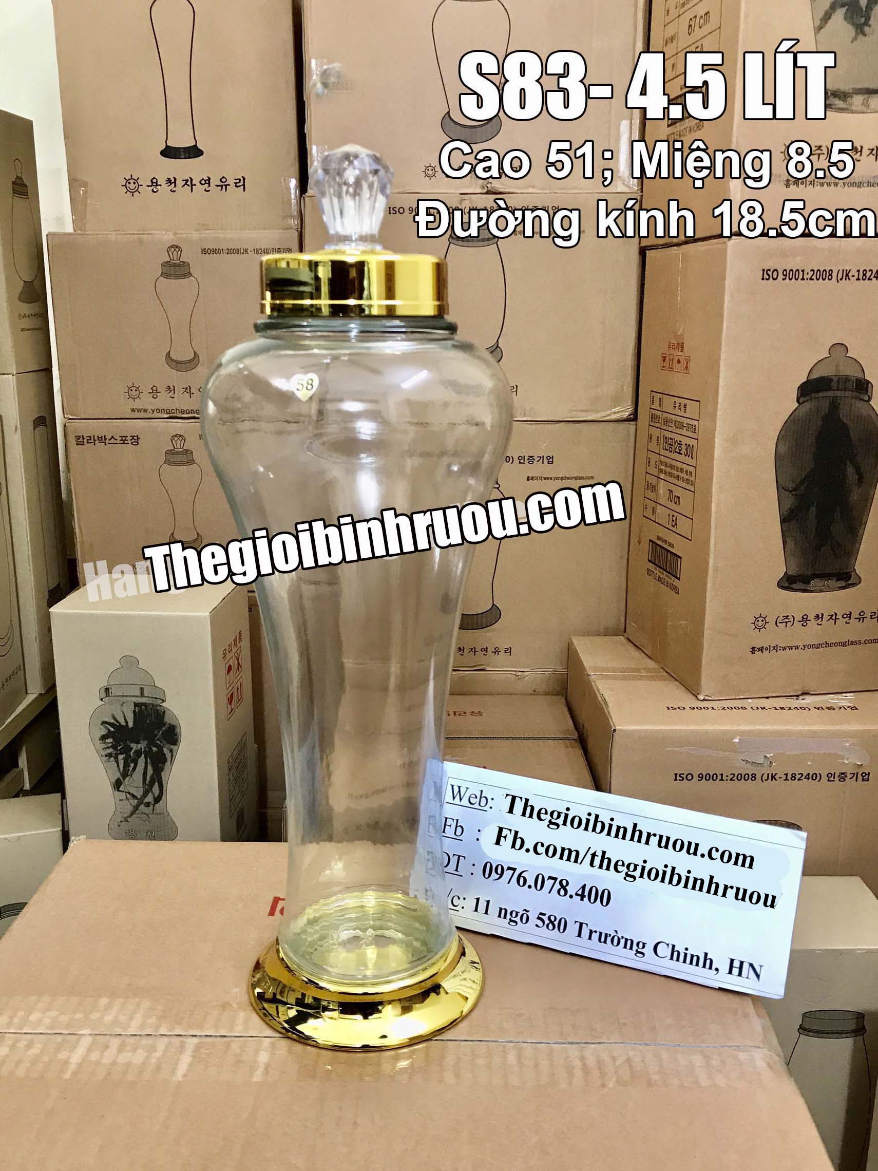 Bình thủy tinh ngâm sâm Hàn Quốc 4,5 lít