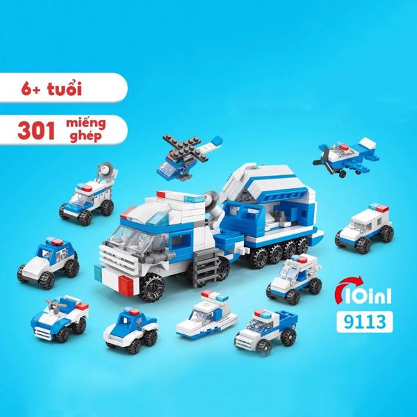 Đồ Chơi Lắp Ráp Phương Tiện Cảnh Sát Tiên Phong - Police Pioneer - Toys&amp;Joys 9113 (301 Mảnh Ghép)