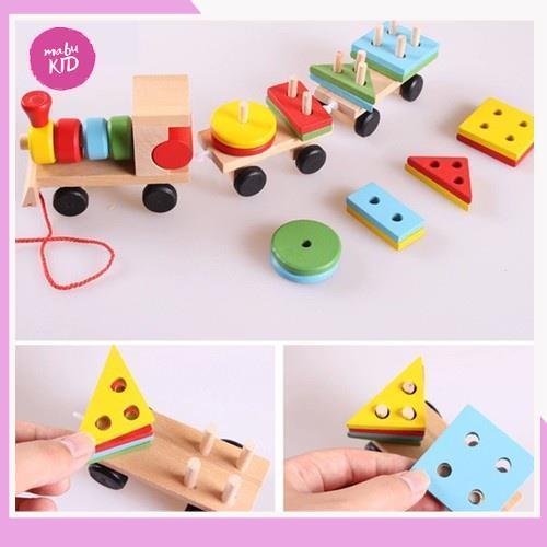 Đồ Chơi Ô Tô - Đồ Chơi Gỗ - Tàu Hỏa Xếp Khối Hình Học Bằng Gỗ giúp bé phát triển khả năng tư duy