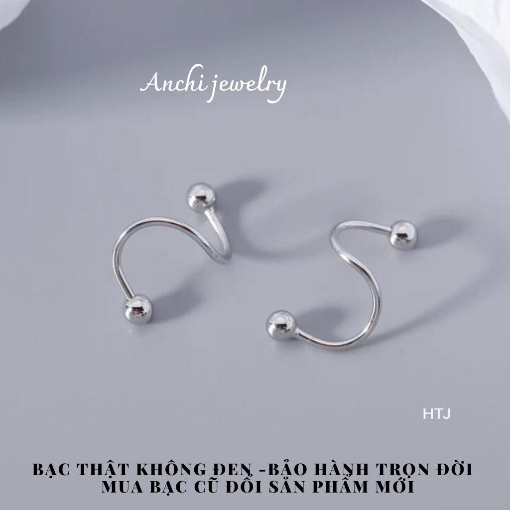 Bông tai vàng tây xoắn lò xo 2 đầu bi zen xoáy đeo được nhiều kiểu hiphop ôm vành cá tính,Anchijewelry