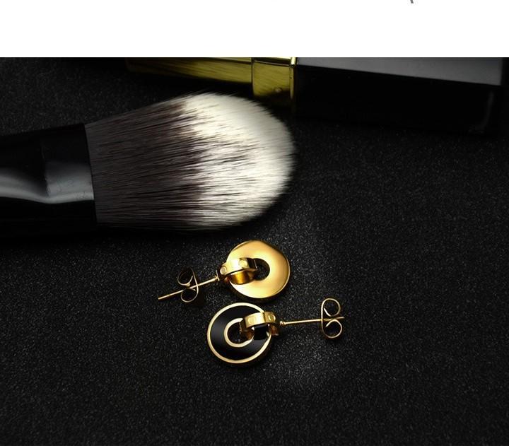 Bông Tai Hình Tròn Đen Titan Không Gỉ TT 1887