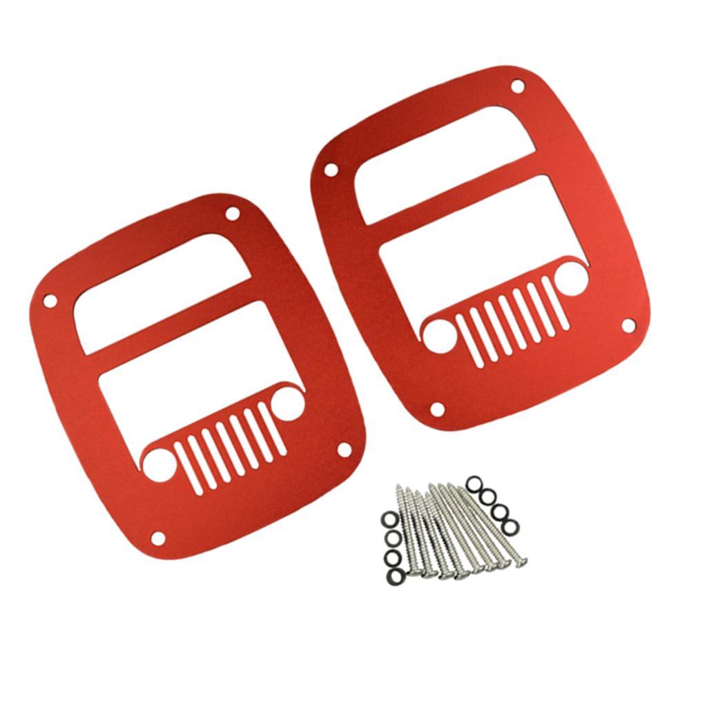 2 Pieces Flat Tail Light Lamp Cover Protector Guard For Jeep Wrangler Red