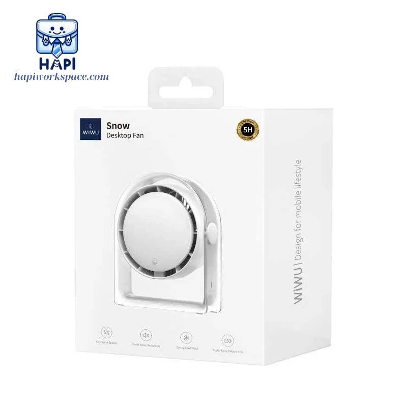 Quạt để bàn hàng chính hãng WiWU Snow Small Hurricane 2000mAh Wi-FS07: Quạt mini tích điện, điều chỉnh góc độ