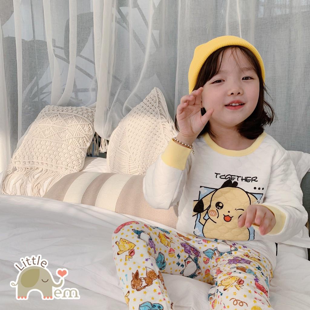 Bộ đồ bé trai/ bé gái Cotton xuất Nhật chần bông