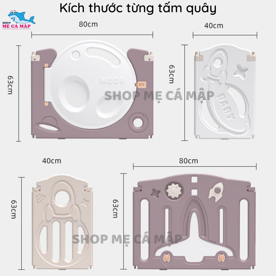 Quây cũi nhựa cho bé gấp gọn, hình Tên Lửa KÈM cầu trượt xích đu cho bé hàng NEW