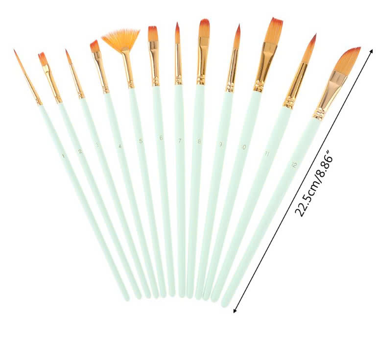 Bộ 12 Cây Cọ Vẽ Chuyên Dụng Cao Cấp Để Vẽ Tranh Sơn Dầu Màu Nước Màu Acrylic Hóa Trang Chuyên Nghiệp 12 Cọ vẽ màu nước Pastel 3 Mint Pink Blue màu sơn dầu tranh tường số hoá