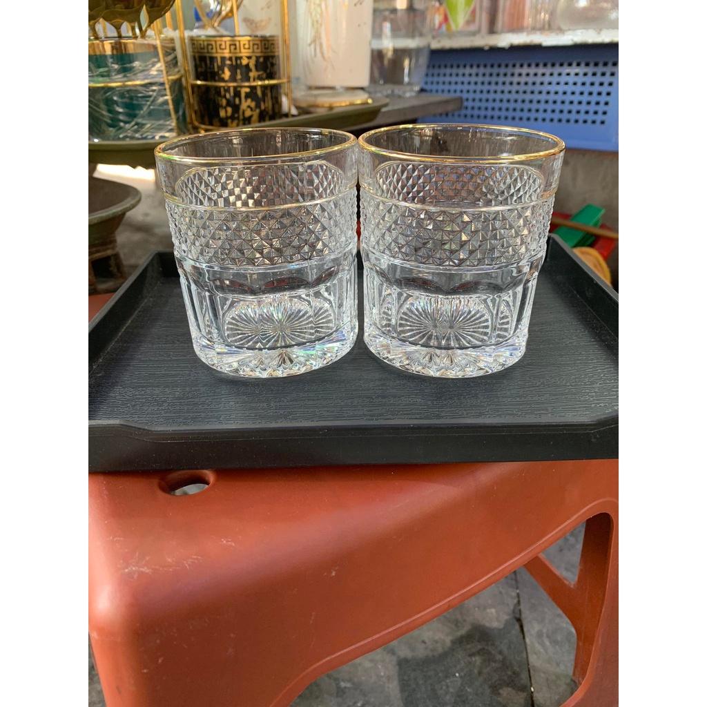 BỘ 6 CỐC THỦY TINH LÙN VÂN TRÁM NHỎ VIỀN VÀNG - 300ML