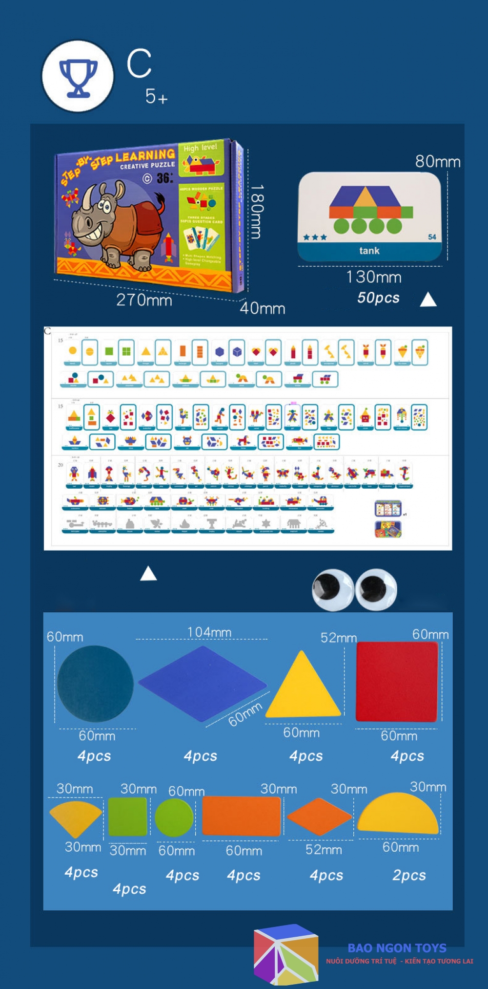 ĐỒ CHƠI XẾP HÌNH TANGRAM ĐỘNG VẬT GIÚP BÉ PHÁT TRIỂN TRÍ THÔNG MINH HÌNH HỌC - MONTESSORI GEOMETRY PUZZLE