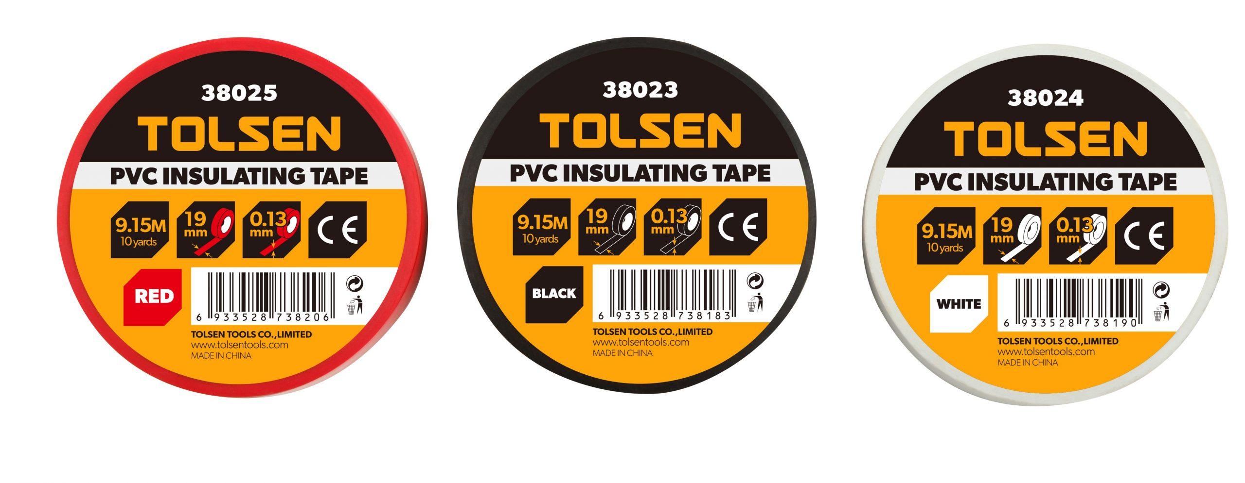 BĂNG KEO ĐIỆN ĐEN, TRẮNG, ĐỎ 9,15M TOLSEN 38023, 38024, 38025 - HÀNG CHÍNH HÃNG