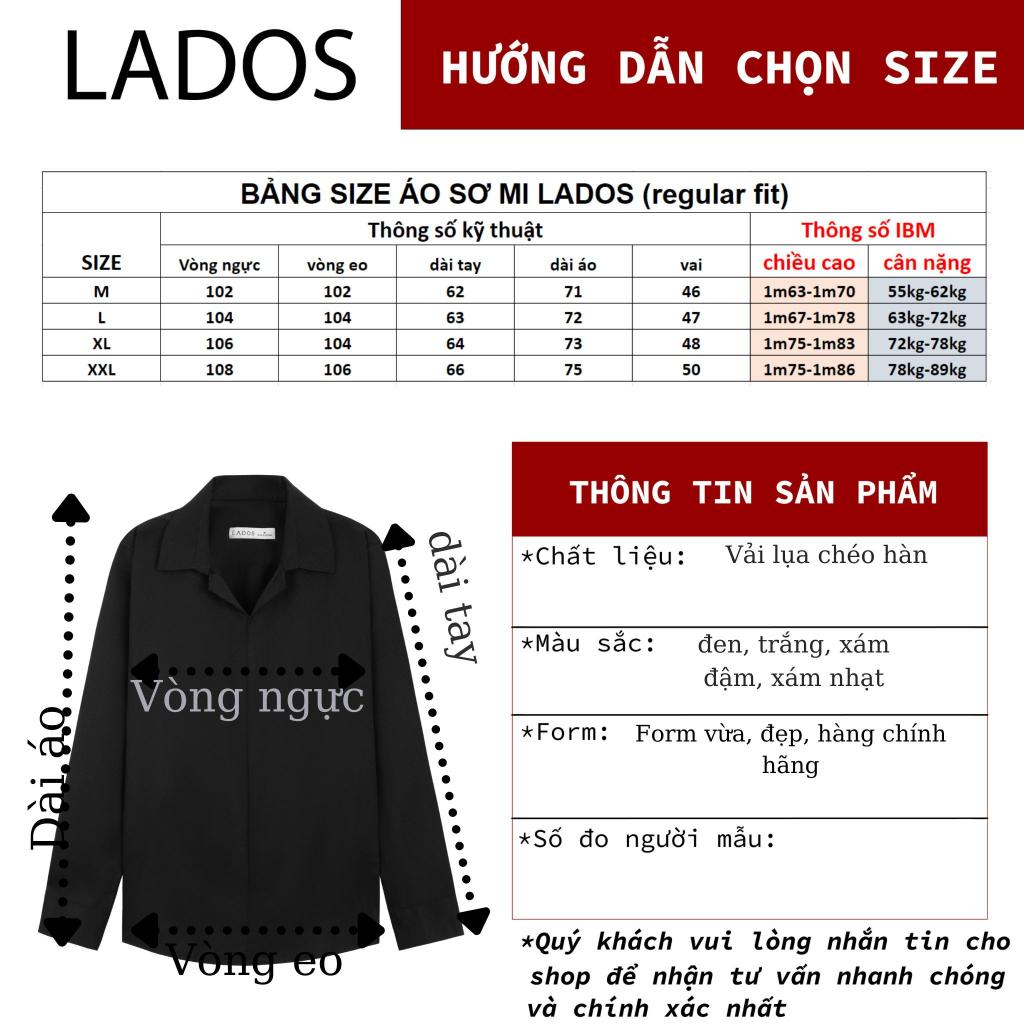 Hình ảnh Áo sơ mi nam dài tay không cúc vải lụa chéo không nhăn LADOS-8122 thời trang Hàn Quốc, form trẻ trung, lịch lãm