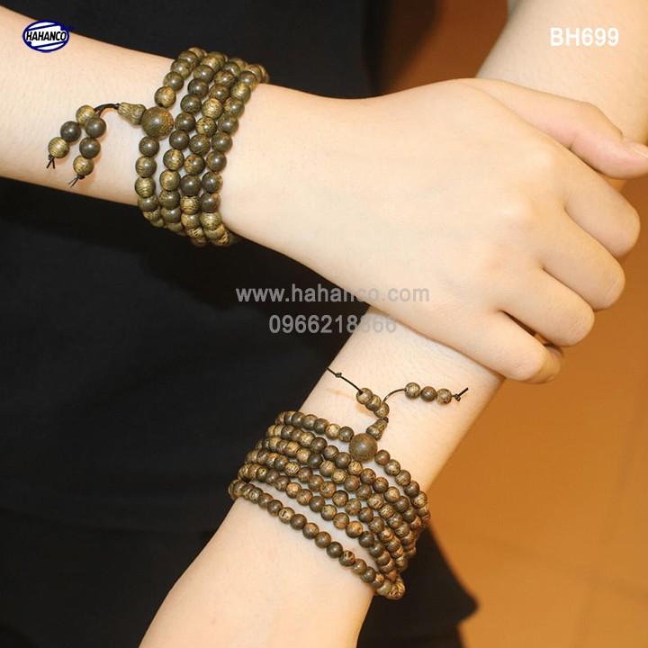 Vòng tay Trầm Hương chuỗi tràng 108 hạt (BH699) Chuỗi vòng trầm 2in1 - Trầm Tốc Việt - Bracelet of HAHANCO