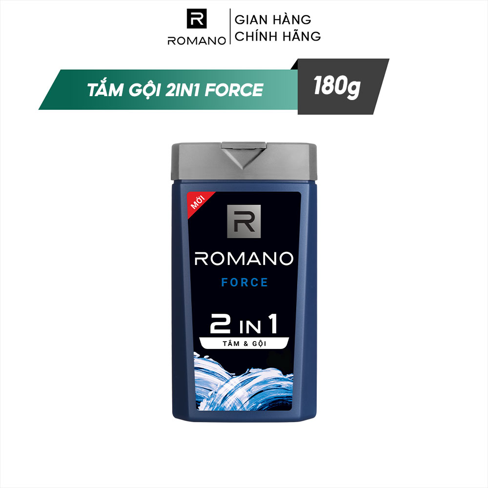 Tắm gội 2 trong 1 Romano Force mạnh mẽ tự tin phiên bản Deluxe nhanh chóng tiện dụng 180gr