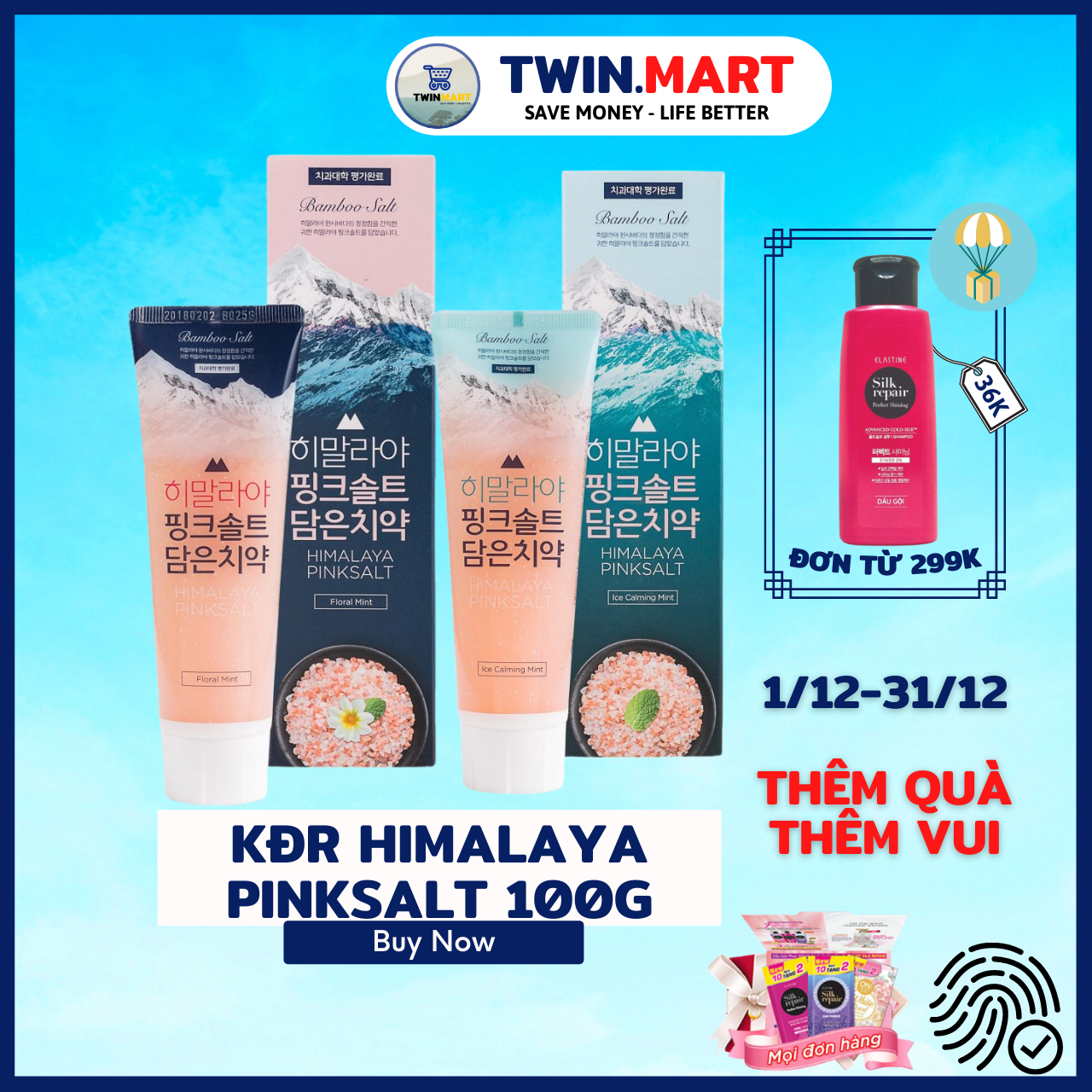 Kem Đánh Răng Muối Hồng Himalaya Pinksalt Floral Mint - Ice Calming Mint - Brightening 100g Hàn Quốc Trắng Răng