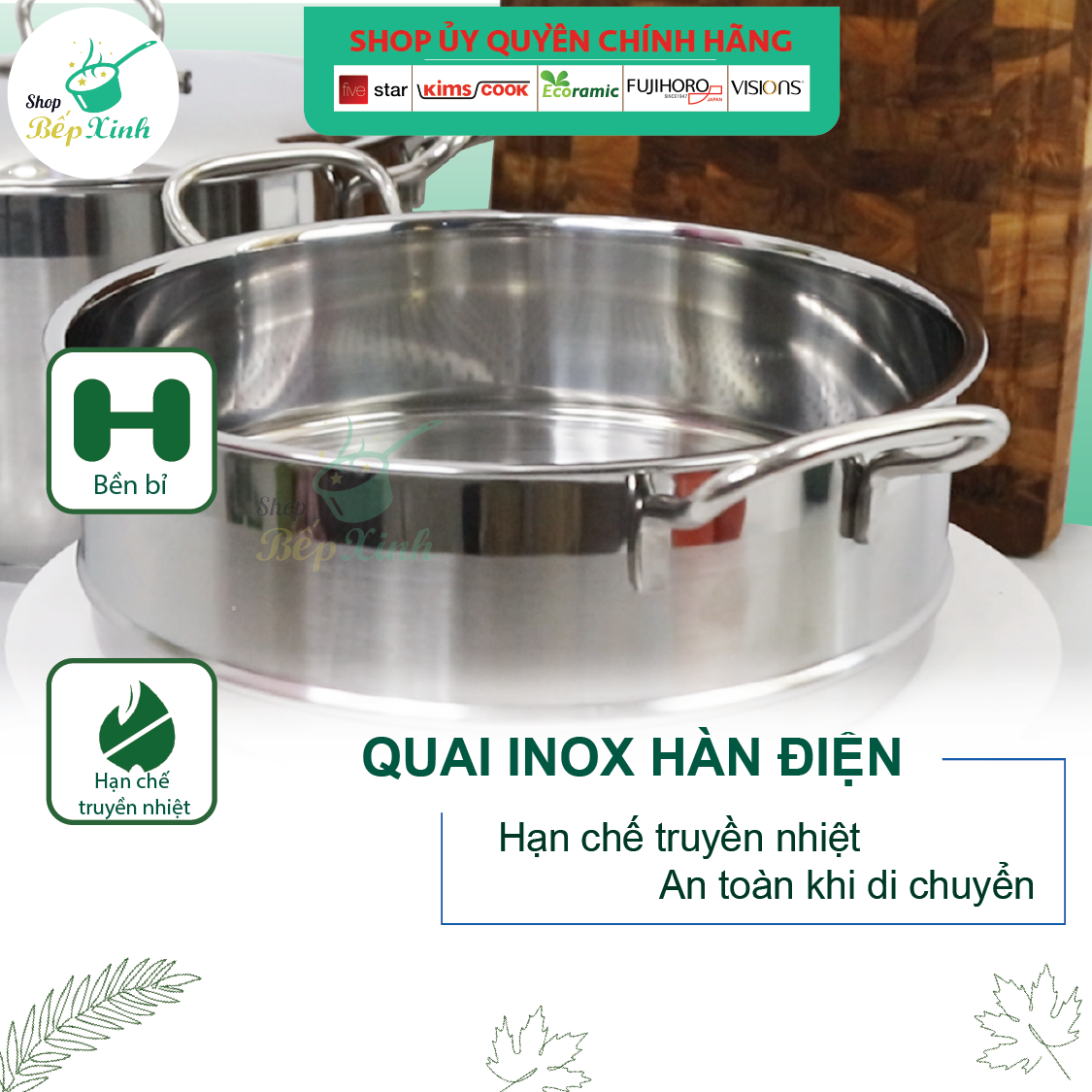 Bộ Nồi Xửng Hấp Inox 430 Bếp Từ 3 Đáy Nắp Kính Fivestar (26cm)